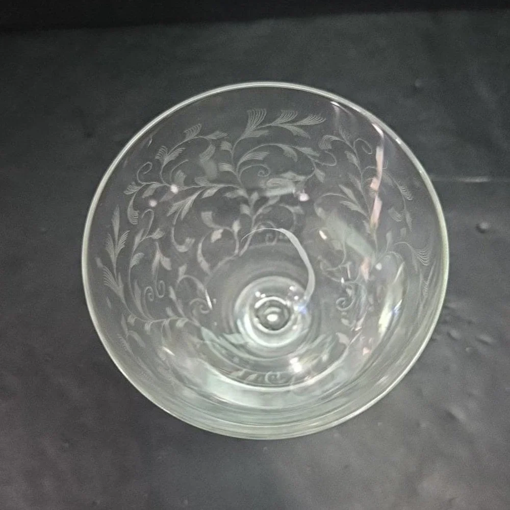 Leaf Etched Ice Tea Glass, Vintage‎ Footed Water Goblet, Replacement Drinkware
